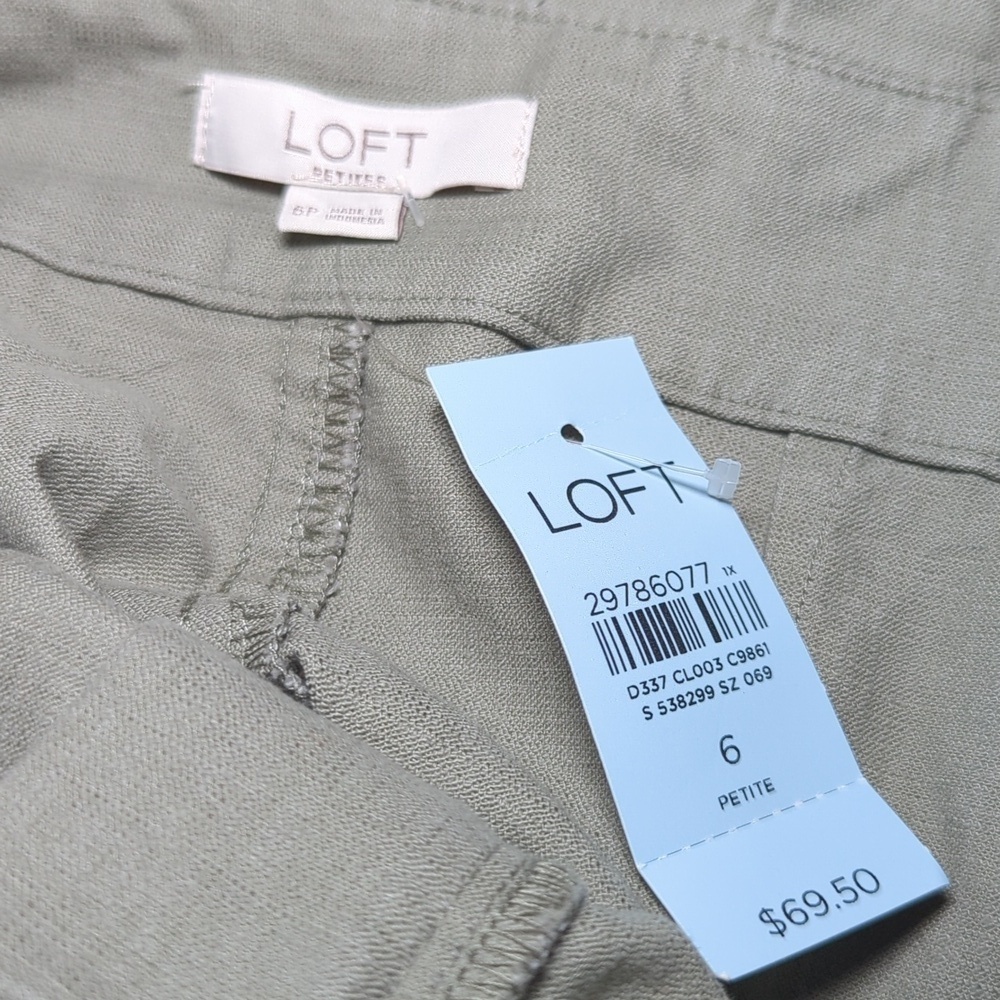 Loft Olive Green Cargo Skirt Paper Bag Waist Stretch Belted Women's Size 6P NEW - Picture 3 of 4